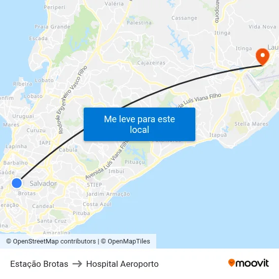 Estação Brotas to Hospital Aeroporto map