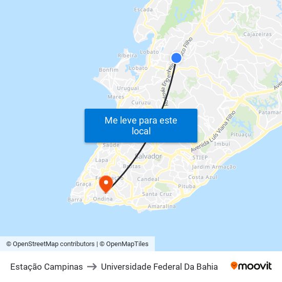 Estação Campinas to Universidade Federal Da Bahia map