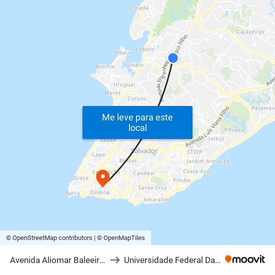 Avenida Aliomar Baleeiro, 243 to Universidade Federal Da Bahia map