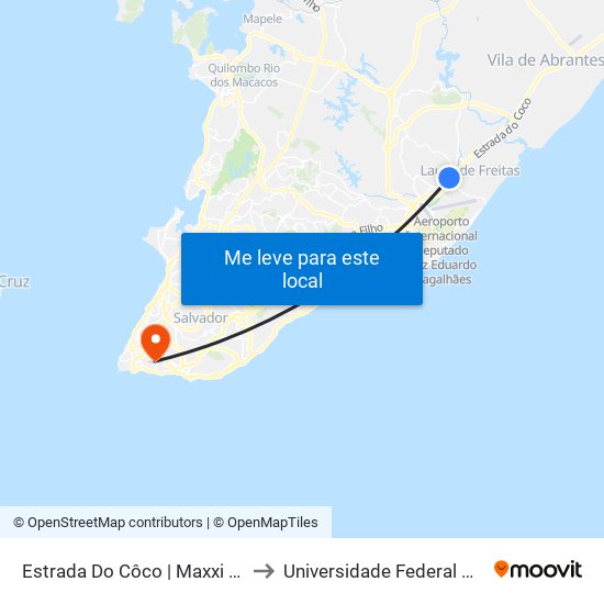 Estrada Do Côco | Maxxi Atacado to Universidade Federal Da Bahia map