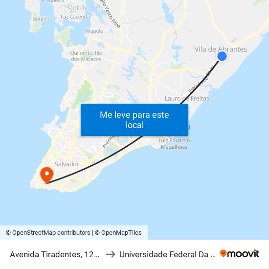 Avenida Tiradentes, 120-240 to Universidade Federal Da Bahia map