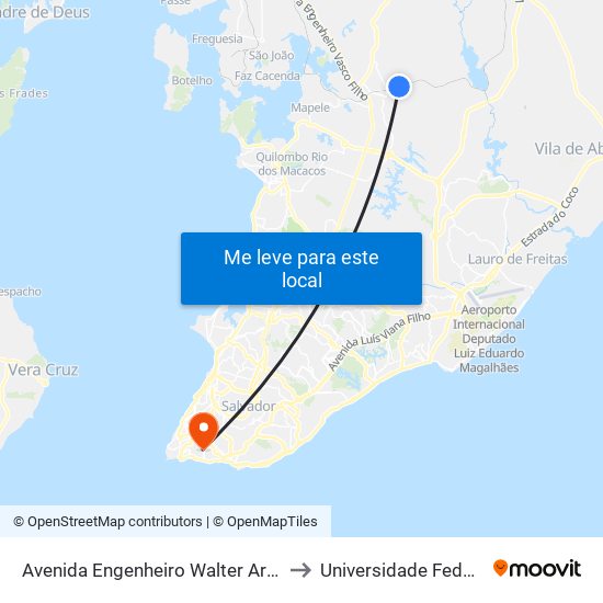 Avenida Engenheiro Walter Aragão De Souza, 30 to Universidade Federal Da Bahia map