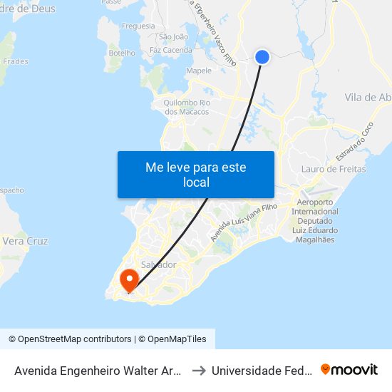 Avenida Engenheiro Walter Aragão De Souza, 2105 to Universidade Federal Da Bahia map