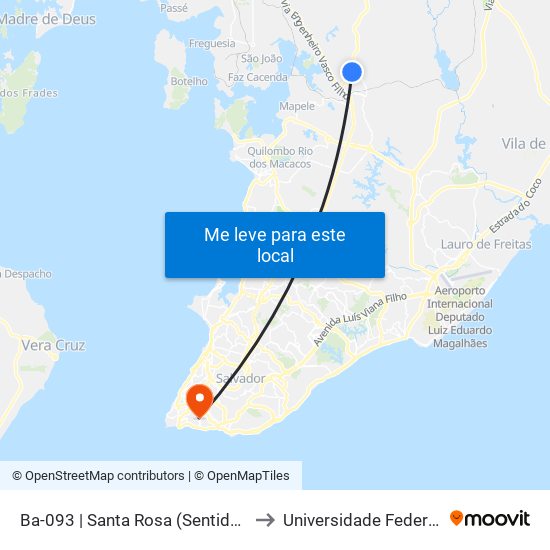 Ba-093 | Santa Rosa (Sentido Simões Filho) to Universidade Federal Da Bahia map