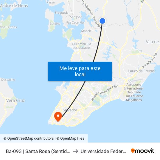 Ba-093 | Santa Rosa (Sentido Entre Rios) to Universidade Federal Da Bahia map