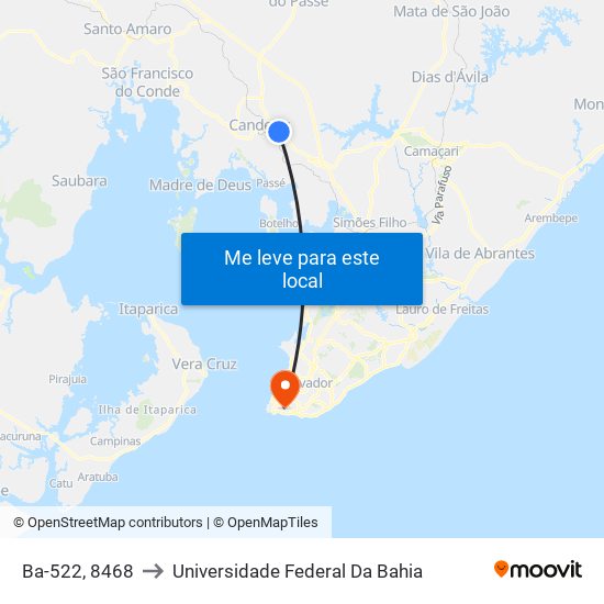 Ba-522, 8468 to Universidade Federal Da Bahia map