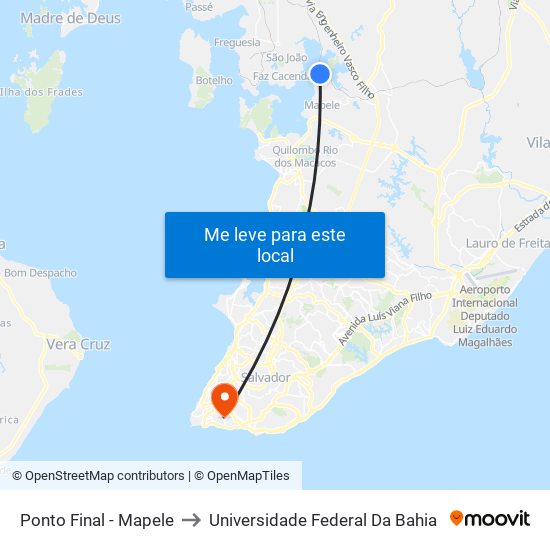 Ponto Final - Mapele to Universidade Federal Da Bahia map