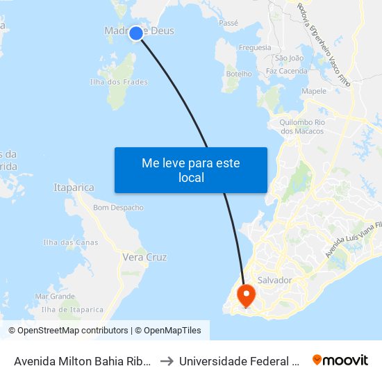 Avenida Milton Bahia Ribeiro, 850 to Universidade Federal Da Bahia map