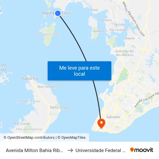 Avenida Milton Bahia Ribeiro, 1368 to Universidade Federal Da Bahia map
