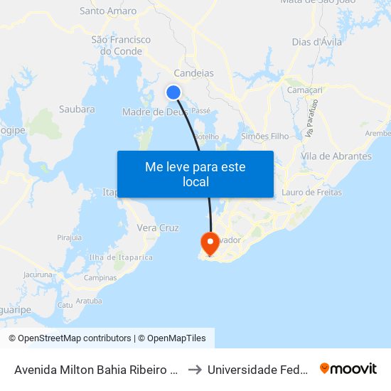 Avenida Milton Bahia Ribeiro Próximo Ao 23000 to Universidade Federal Da Bahia map