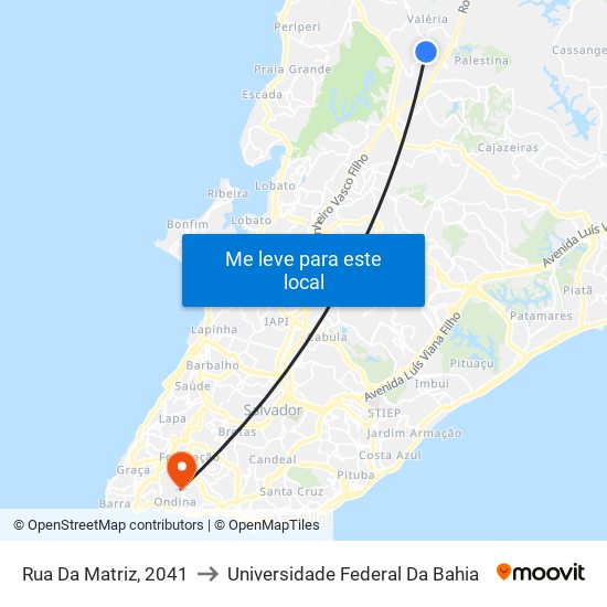 Rua Da Matriz, 2041 to Universidade Federal Da Bahia map