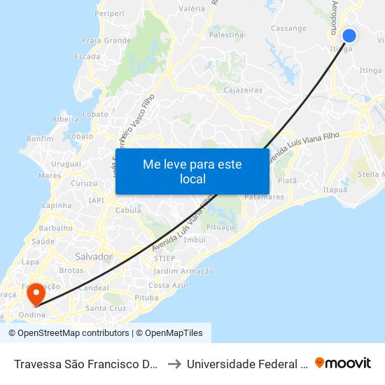 Travessa São Francisco De Assis, 44 to Universidade Federal Da Bahia map