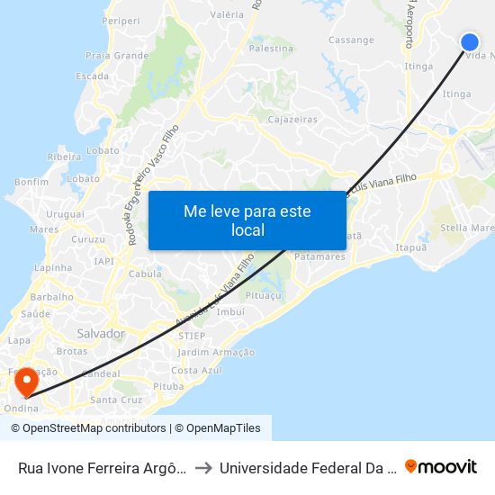 Rua Ivone Ferreira Argôlo, 10 to Universidade Federal Da Bahia map