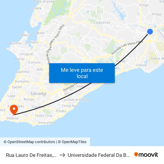 Rua Lauro De Freitas, 31 to Universidade Federal Da Bahia map