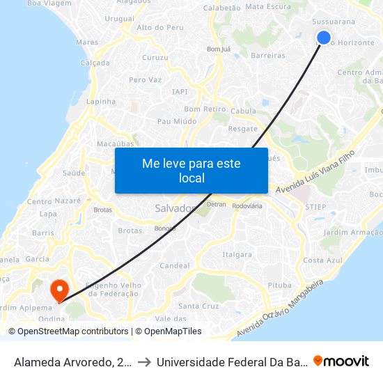 Alameda Arvoredo, 242 to Universidade Federal Da Bahia map