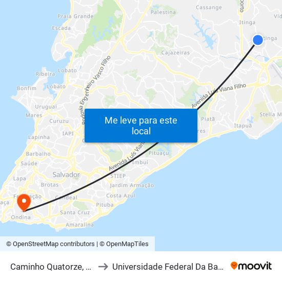 Caminho Quatorze, 15 to Universidade Federal Da Bahia map