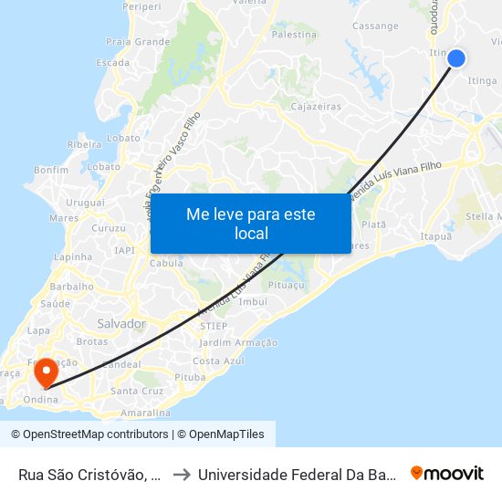 Rua São Cristóvão, 32 to Universidade Federal Da Bahia map