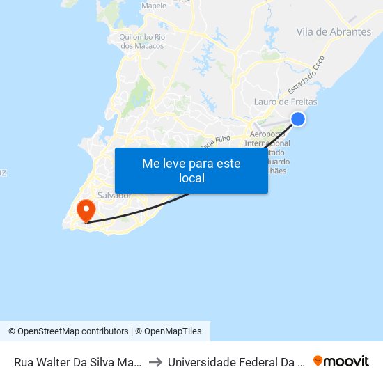 Rua Walter Da Silva Maia, 16 to Universidade Federal Da Bahia map