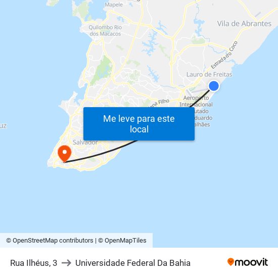 Rua Ilhéus, 3 to Universidade Federal Da Bahia map