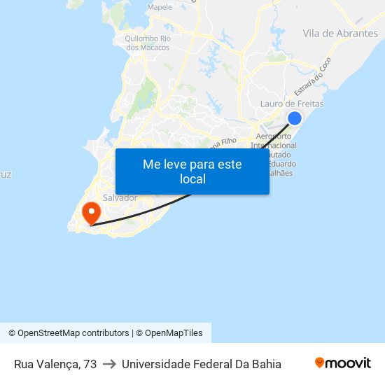 Rua Valença, 73 to Universidade Federal Da Bahia map