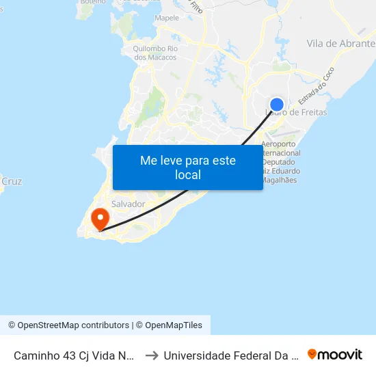 Caminho 43 Cj Vida Nova, 1 to Universidade Federal Da Bahia map