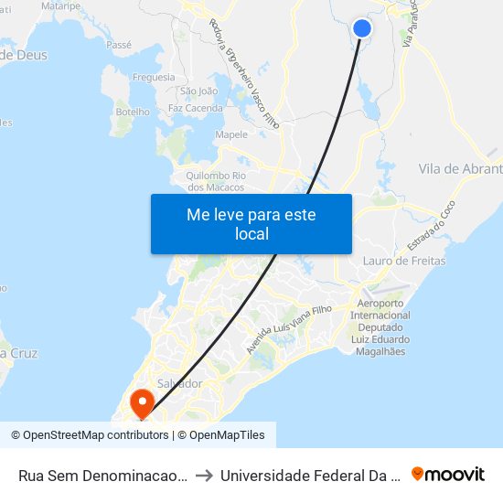 Rua Sem Denominacao, 301 to Universidade Federal Da Bahia map