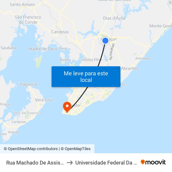 Rua Machado De Assis, 640 to Universidade Federal Da Bahia map