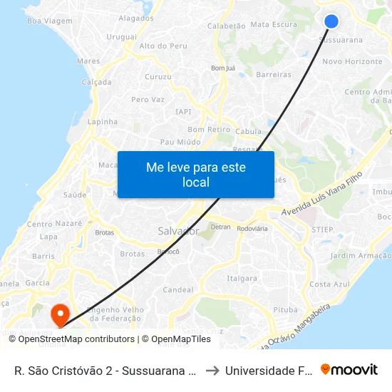 R. São Cristóvão 2 - Sussuarana Salvador - Ba 41213-430 Brasil to Universidade Federal Da Bahia map