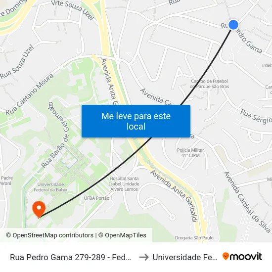 Rua Pedro Gama 279-289 - Federação Salvador - Ba Brasil to Universidade Federal Da Bahia map