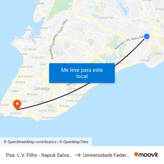 Psa. L.V. Filho - Itapuã Salvador - Ba Brasil to Universidade Federal Da Bahia map