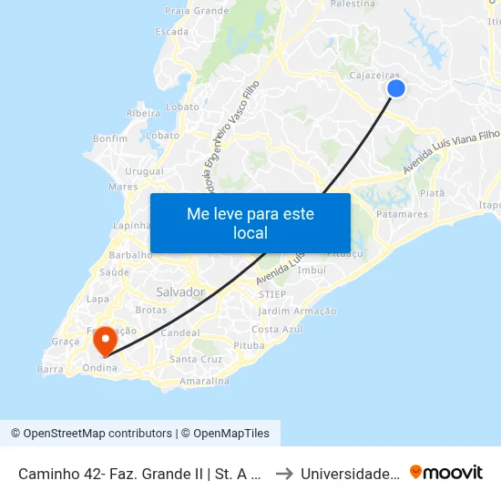 Caminho 42- Faz. Grande II | St. A 2 - Fazenda Grande 2 Salvador - Ba Brasil to Universidade Federal Da Bahia map