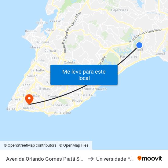 Avenida Orlando Gomes Piatã Salvador - Ba 41613-068 Brasil to Universidade Federal Da Bahia map