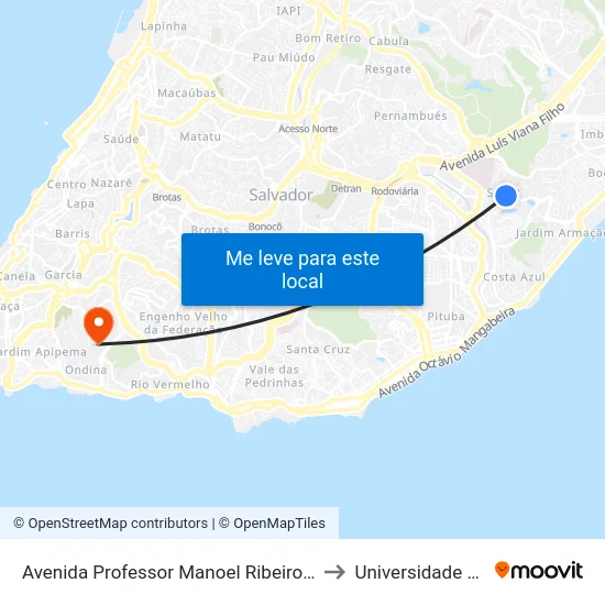 Avenida Professor Manoel Ribeiro 179 Salvador - Bahia 41770 Brasil to Universidade Federal Da Bahia map