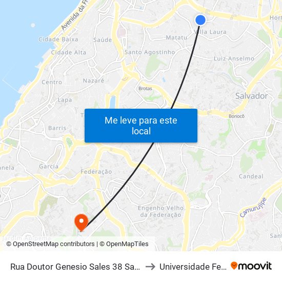 Rua Doutor Genesio Sales 38 Salvador - Bahia 40243 Brasil to Universidade Federal Da Bahia map