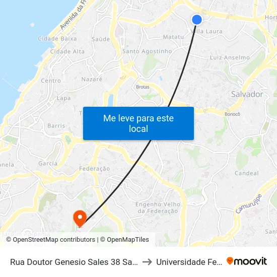 Rua Doutor Genesio Sales 38 Salvador - Bahia 40243 Brasil to Universidade Federal Da Bahia map