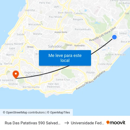 Rua Das Patativas 590 Salvador - Bahia 41750 Brasil to Universidade Federal Da Bahia map