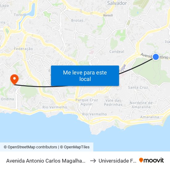 Avenida Antonio Carlos Magalhaes Salvador - Bahia 41825 Brasil to Universidade Federal Da Bahia map