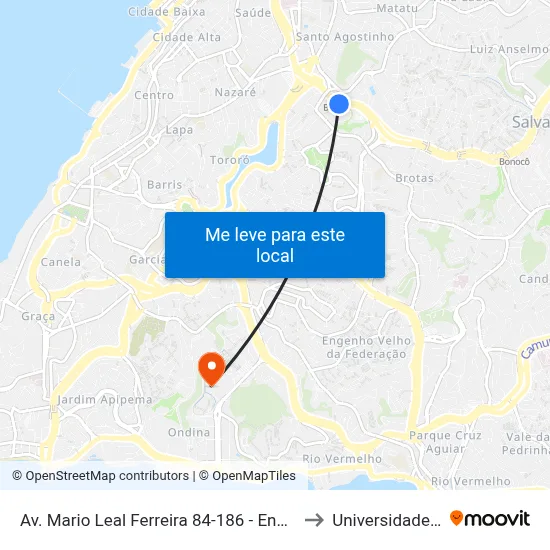 Av. Mario Leal Ferreira 84-186 - Engenho Velho De Brotas Salvador - Ba Brasil to Universidade Federal Da Bahia map