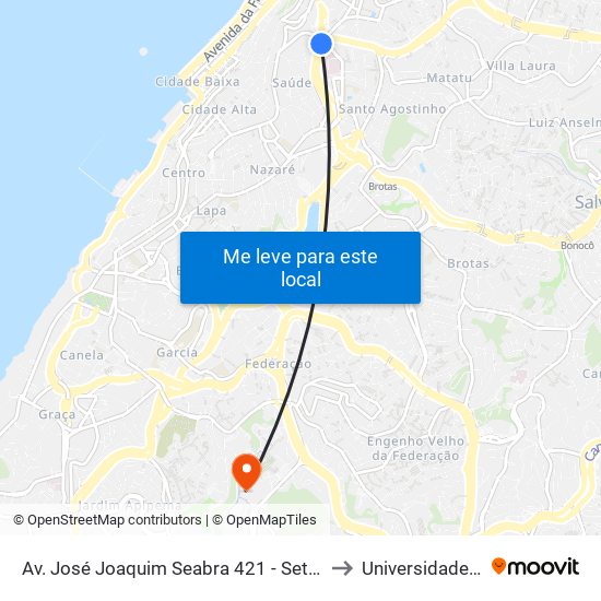 Av. José Joaquim Seabra 421 - Sete Portas Salvador - Ba 40025-000 Brasil to Universidade Federal Da Bahia map