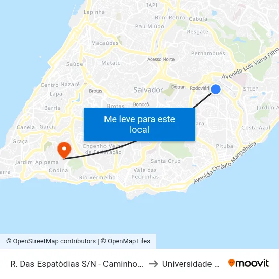 R. Das Espatódias S/N - Caminho Das Árvores Salvador - Ba Brasil to Universidade Federal Da Bahia map