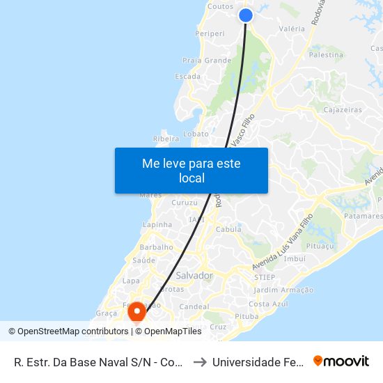 R. Estr. Da Base Naval S/N - Coutos Salvador - Ba Brasil to Universidade Federal Da Bahia map