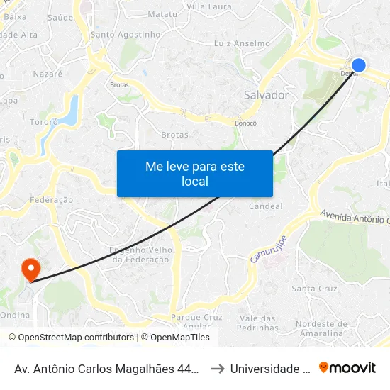 Av. Antônio Carlos Magalhães 4446 - Pernambués Salvador - Ba Brasil to Universidade Federal Da Bahia map