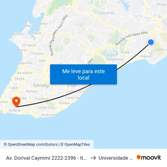 Av. Dorival Caymmi 2222-2396 - Itapuã Salvador - Ba 41635-152 Brasil to Universidade Federal Da Bahia map