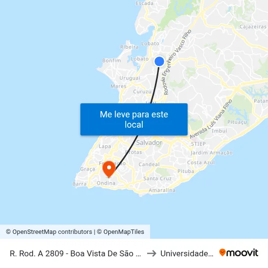 R. Rod. A 2809 - Boa Vista De São Caetano Salvador - Ba 40385-645 Brasil to Universidade Federal Da Bahia map