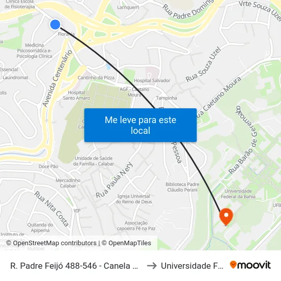 R. Padre Feijó 488-546 - Canela Salvador - Ba 40110-170 Brazil to Universidade Federal Da Bahia map