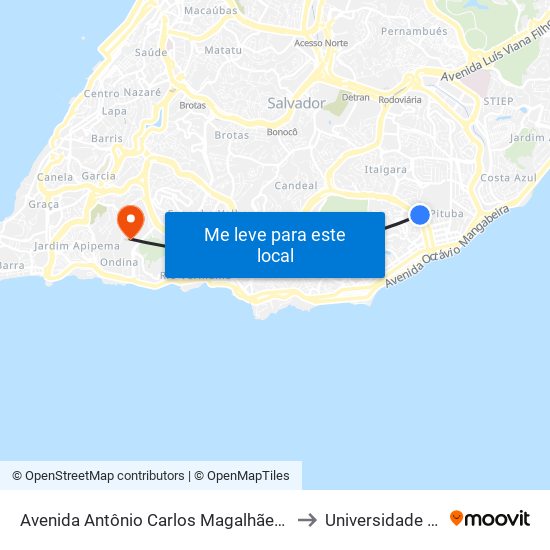 Avenida Antônio Carlos Magalhães 217 Salvador - Bahia 41825 Brasil to Universidade Federal Da Bahia map