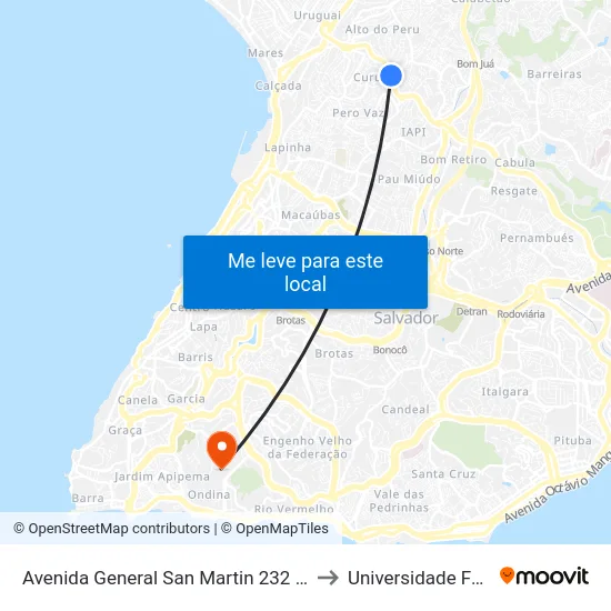 Avenida General San Martin 232 - Curuzu Salvador - Ba Brasil to Universidade Federal Da Bahia map