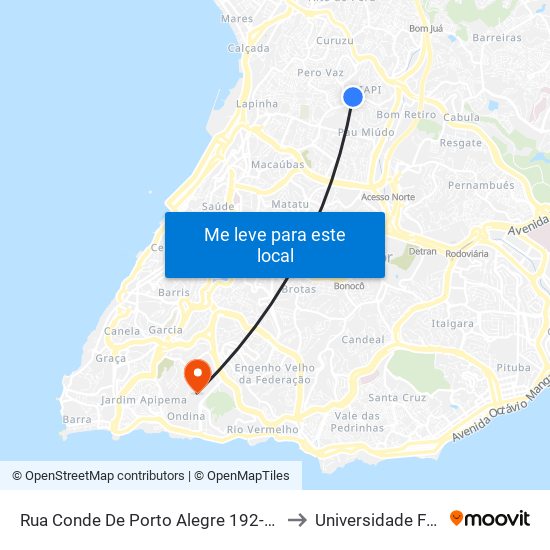Rua Conde De Porto Alegre 192-196 - Iapi Salvador - Ba Brasil to Universidade Federal Da Bahia map