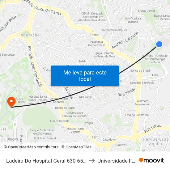 Ladeira Do Hospital Geral 630-654 - Brotas Salvador - Ba Brazil to Universidade Federal Da Bahia map