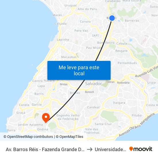 Av. Barros Réis - Fazenda Grande Do Retiro Salvador - Ba 40350-500 Brasil to Universidade Federal Da Bahia map